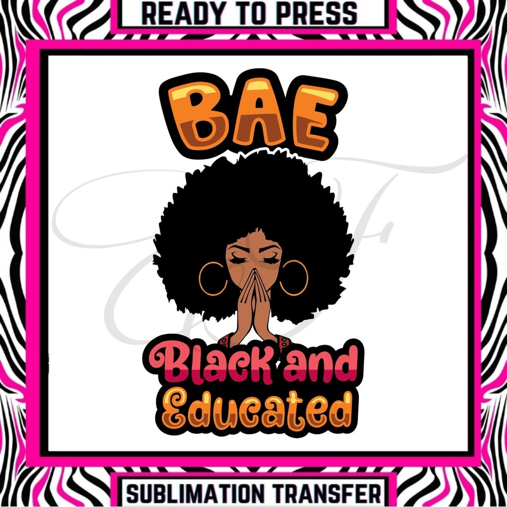 2 Sublimation Ready To Press Transfers - Black Woman Melanin Sista Transfer